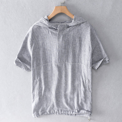 LINEN HOODED SHIRT