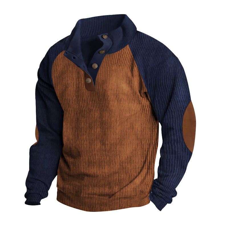 Men’s Sweatshirt – Textured Knit – Regular Fit – Button Placket – Raglan Sleeves