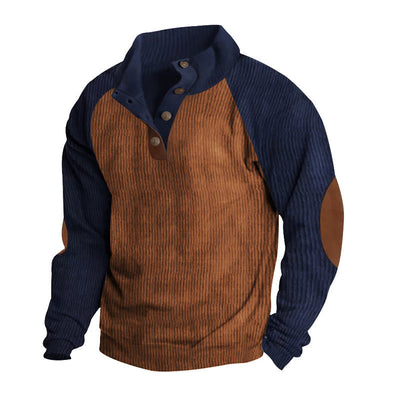 Men’s Sweatshirt – Textured Knit – Regular Fit – Button Placket – Raglan Sleeves