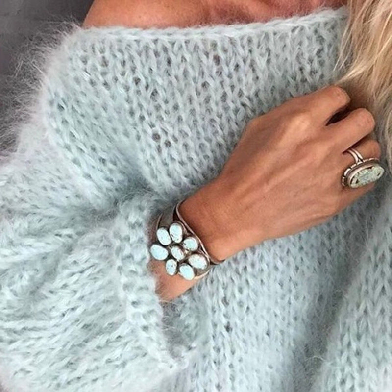 Women’s Oversized Sweater – Chunky Knit – Mohair Texture – Longline Relaxed Fit