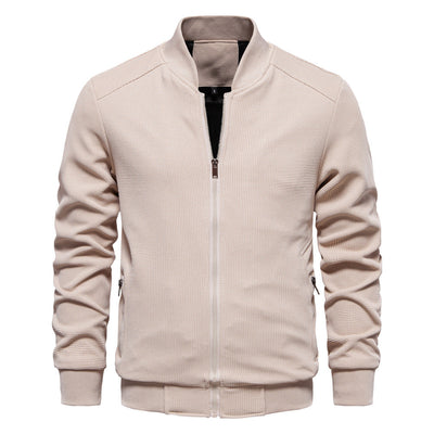 Men’s Bomber Jacket – Slim Fit – Textured Waffle Knit – Zipper Front – Ribbed Trim