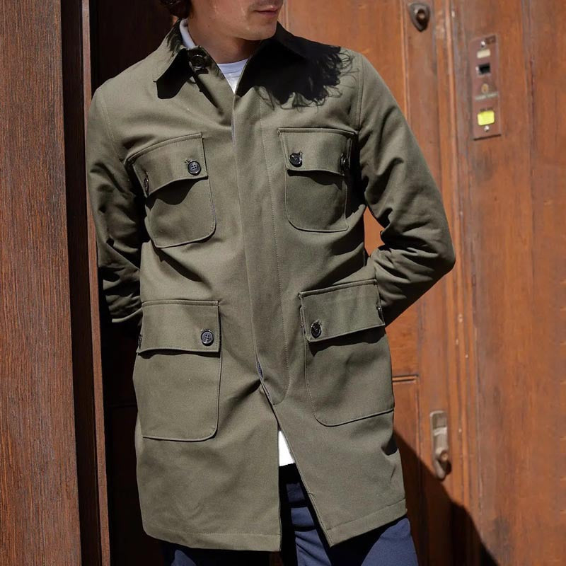 Men’s Utility Jacket – Regular Fit – Cotton Blend – Button-Up – Multi-Pocket – Hip Length