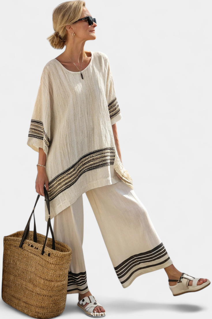 Carmen | Bamboo Linen Stripe Set
