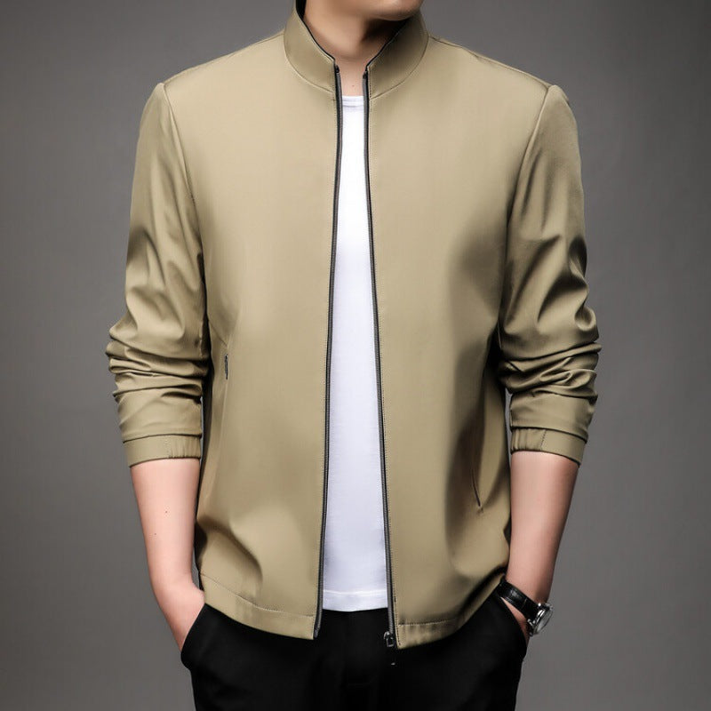 Men’s Jacket – Tailored Fit – Stand Collar – Zip Front – Lightweight Business Casual