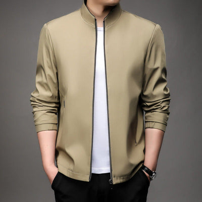 Men’s Jacket – Tailored Fit – Stand Collar – Zip Front – Lightweight Business Casual