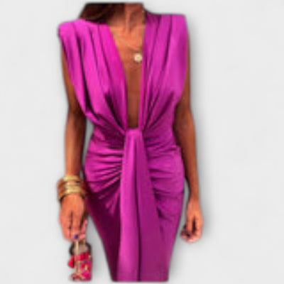 Leonora - Sophisticated Deep V-Neck Dress