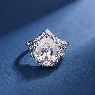 Aria Teardrop White Set | White Gold 16k