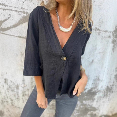 NORTHLINE STUDIO | RELAXED SINGLE-BUTTON BLOUSE