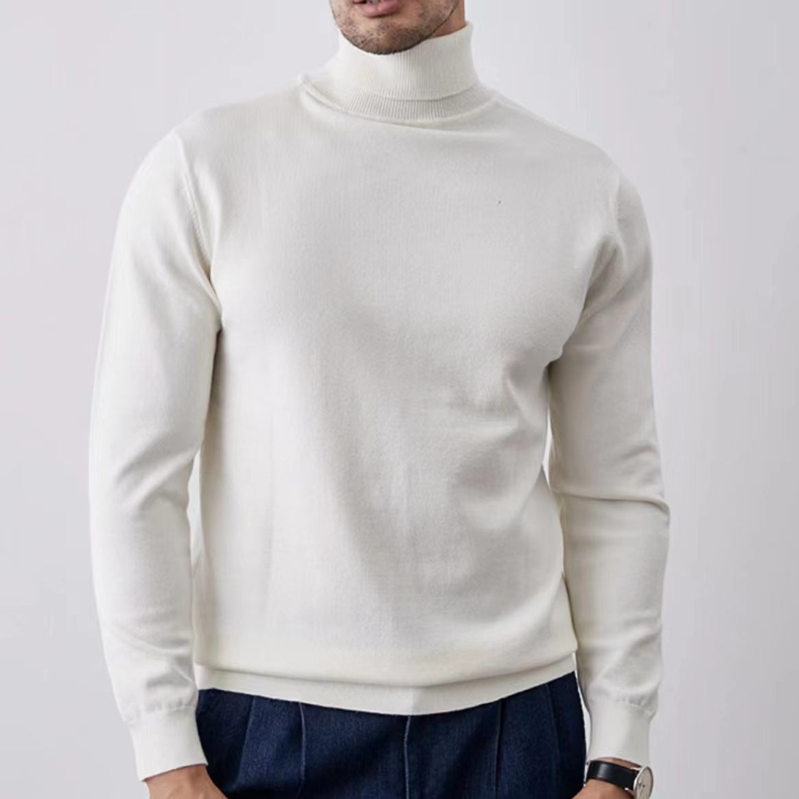 Men’s Turtleneck Top – Slim Fit – Long Sleeve – Stretch Knit – Soft Cotton Blend