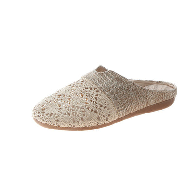 Women's comfortable and airy clogs with artistic crochet design