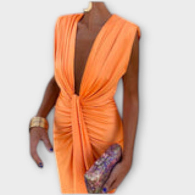 Leonora - Sophisticated Deep V-Neck Dress