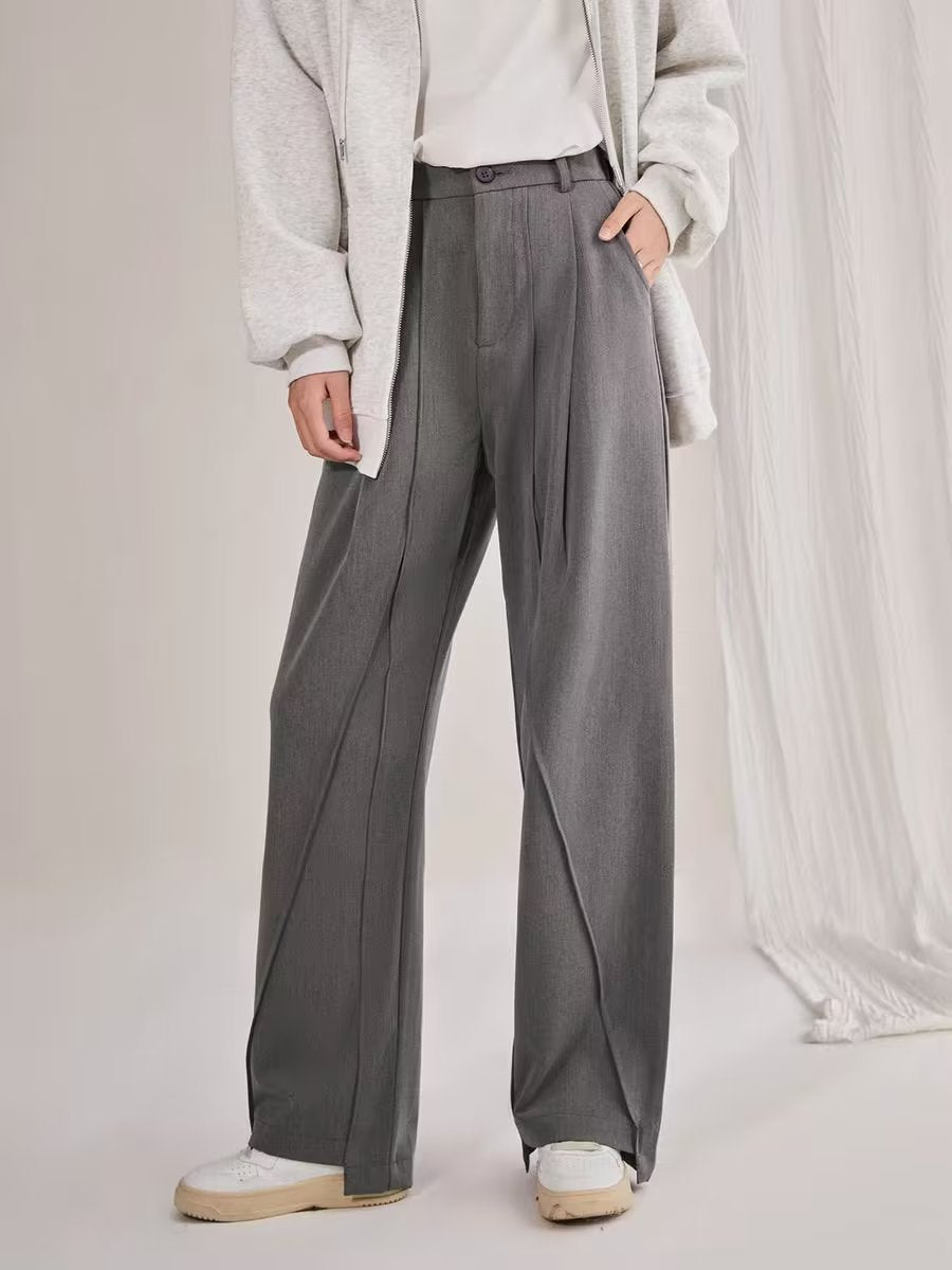 Unisex Tailored Pants – High Waist – Straight Leg – Soft Drape – Full Length