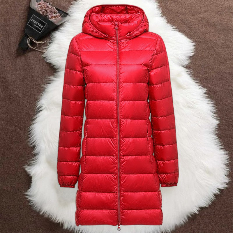 THE LIORA LONG PUFFER COAT | RED
