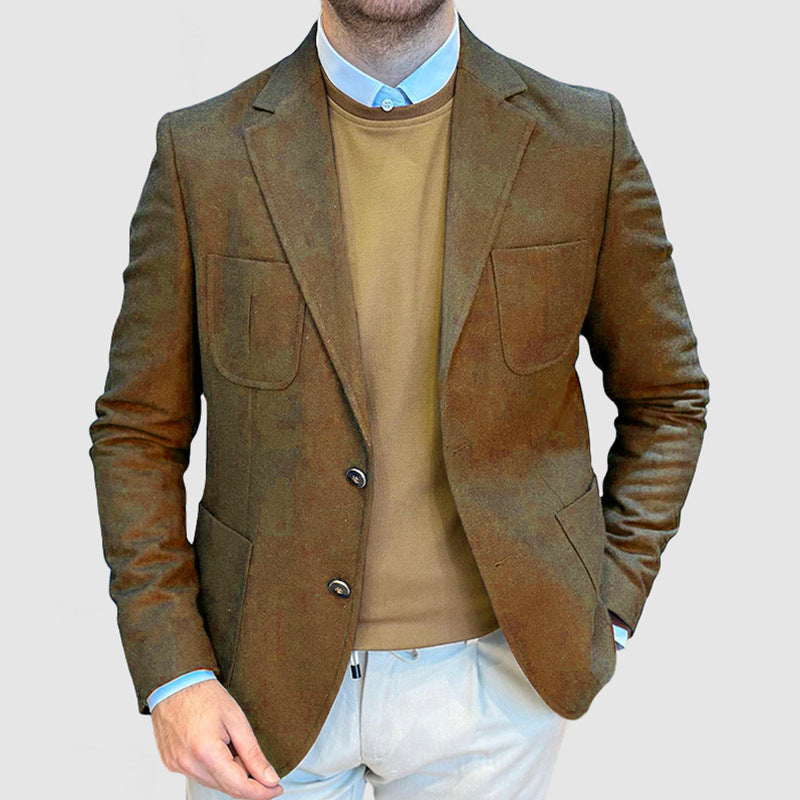 Men’s Blazer – Slim Tailored Fit – Wool Blend – Double-Breasted – Notch Lapel