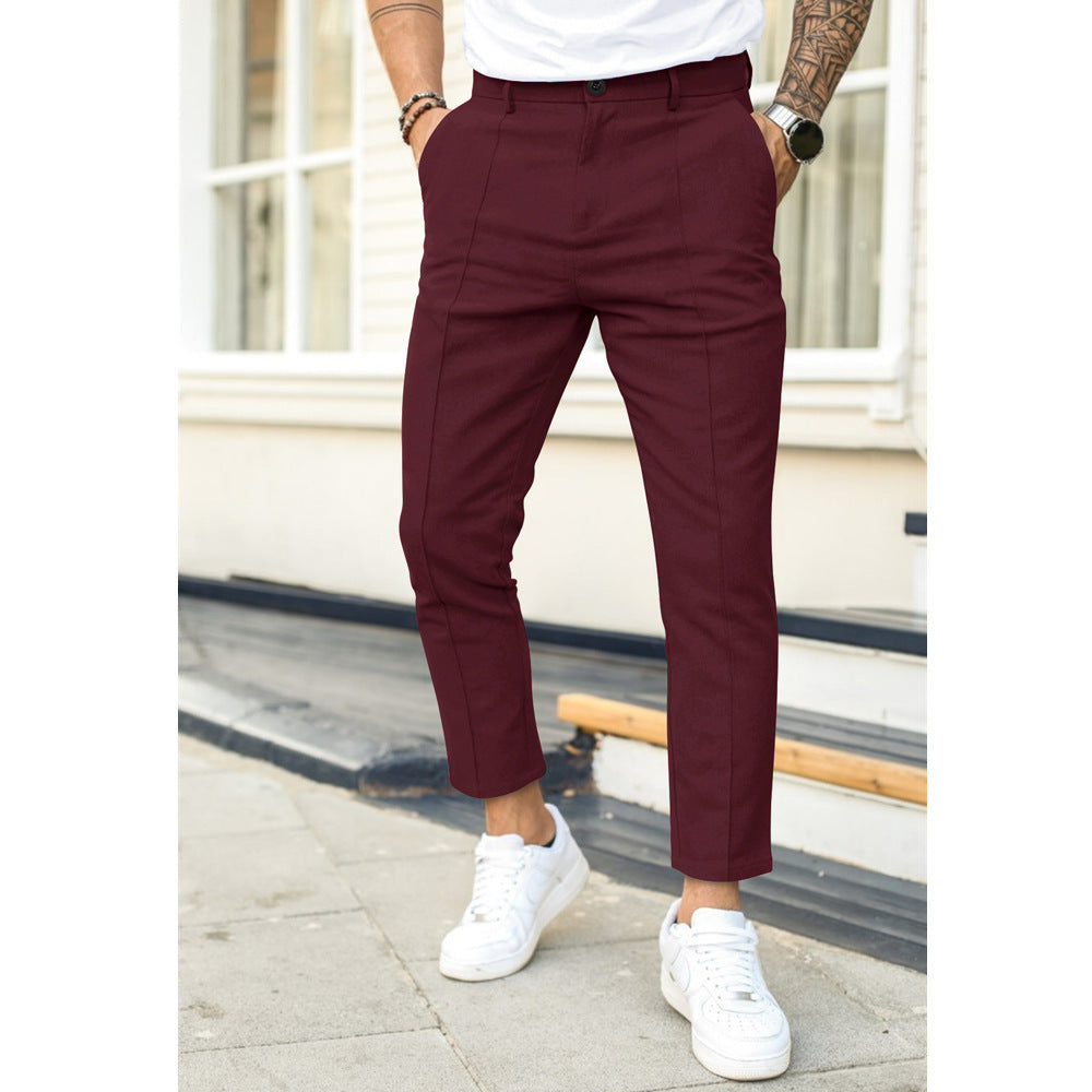 Men’s Trousers – Slim Fit – Ankle Length – Double Pleat – Belt Loop Waist