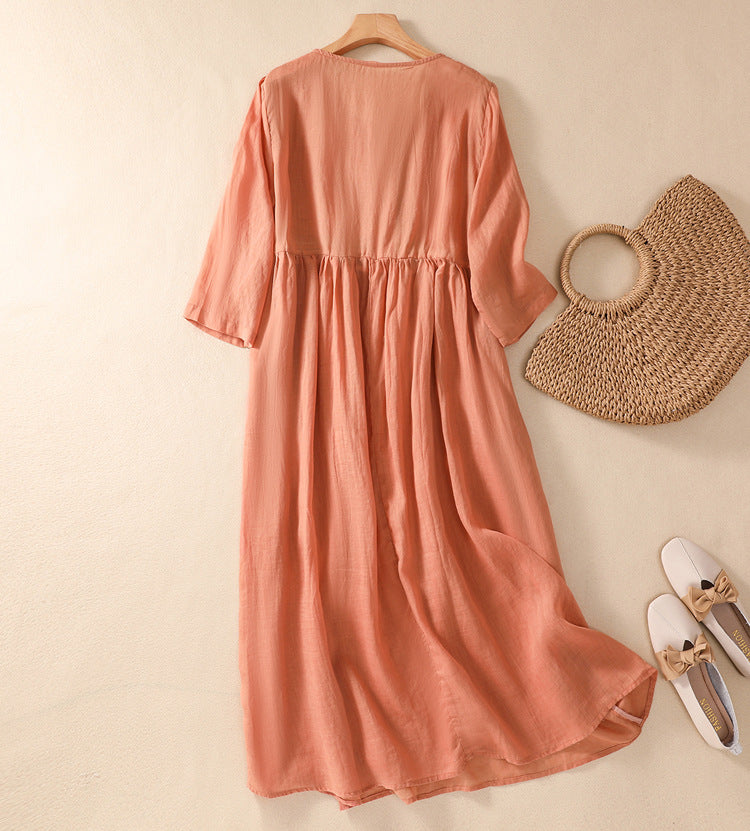 Niesha™ | Cotton and Linen Embroidered Dress