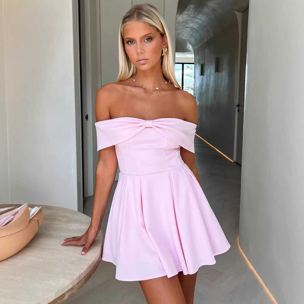 Women’s Mini Dress – Off Shoulder A-Line – Soft Lightweight Fabric – Casual Fit