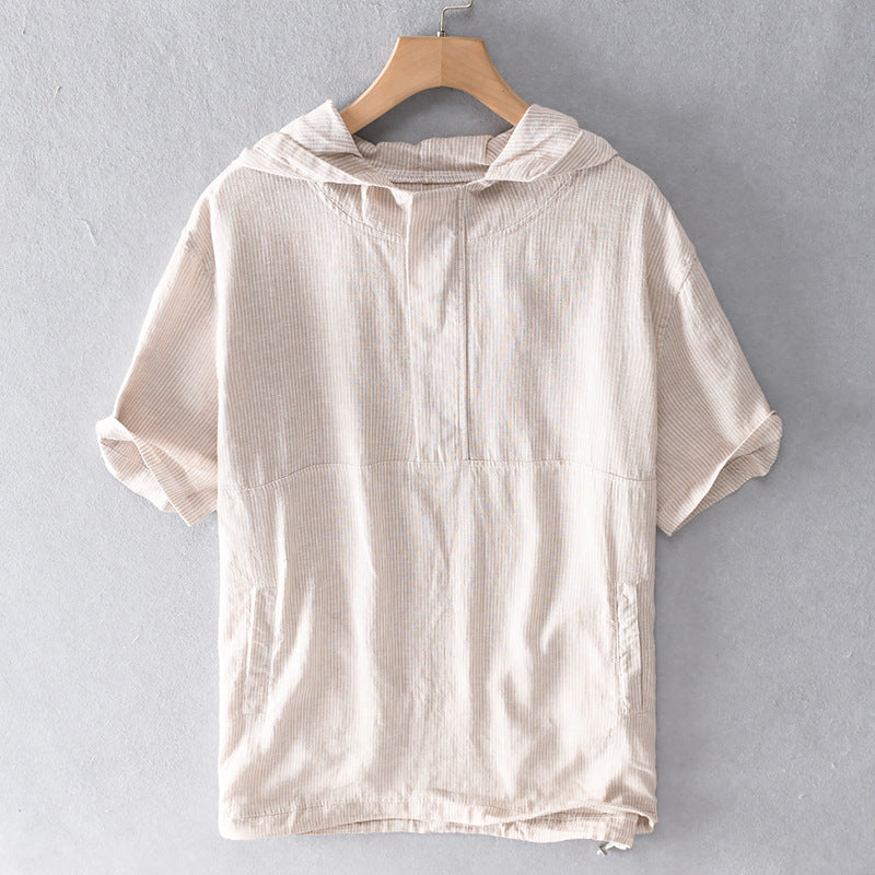 LINEN HOODED SHIRT