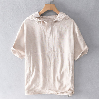 LINEN HOODED SHIRT