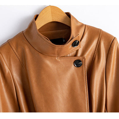 Claire Leather Wrap Coat