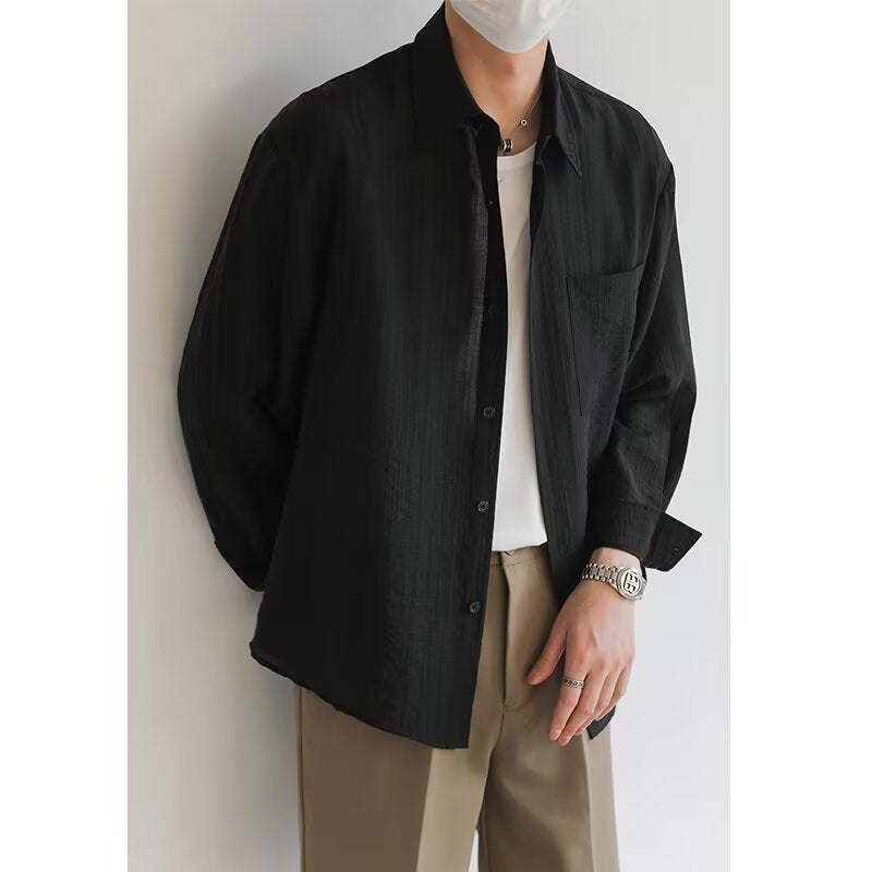 Men’s Long Sleeve Shirt – Lightweight Cotton – Relaxed Fit – Button-Down Casual Wear