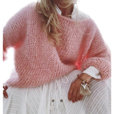 Women’s Oversized Sweater – Chunky Knit – Mohair Texture – Longline Relaxed Fit