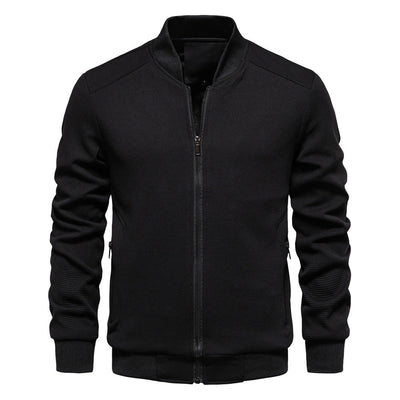 Men’s Bomber Jacket – Slim Fit – Textured Waffle Knit – Zipper Front – Ribbed Trim
