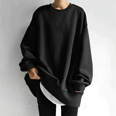 Women’s Oversized Pullover – Knit Fabric – Drop Shoulder – Ribbed Hem – Long Sleeve