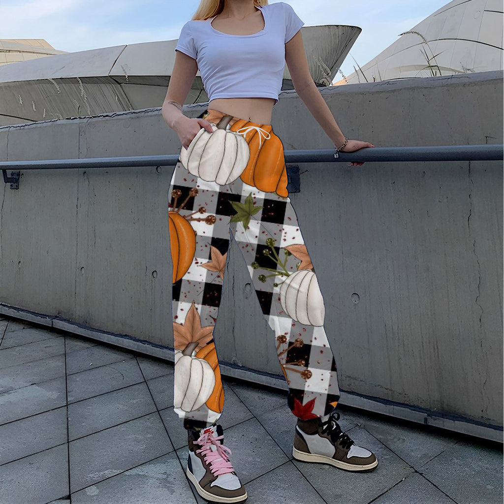Women’s Leisure Trousers – Relaxed Fit – Cotton – Drawstring Waist – Full Length – Pockets