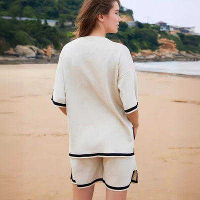 Women’s Knit Sweater Set – Relaxed Fit – Breathable Fabric – Ribbed Trim – Crew Neck