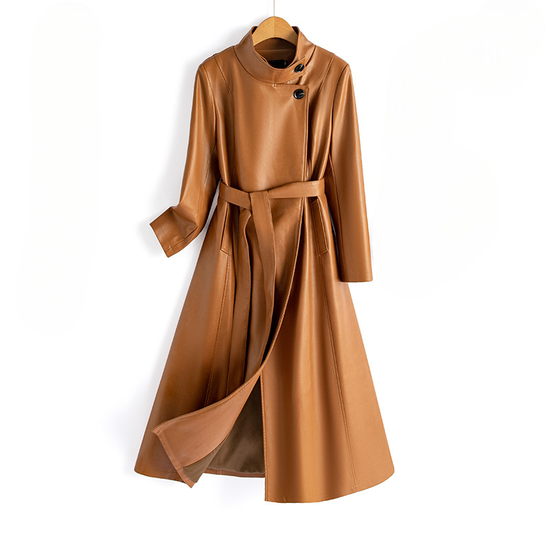 Claire Leather Wrap Coat