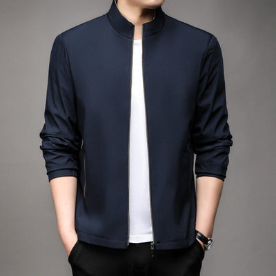 Men’s Jacket – Tailored Fit – Stand Collar – Zip Front – Lightweight Business Casual