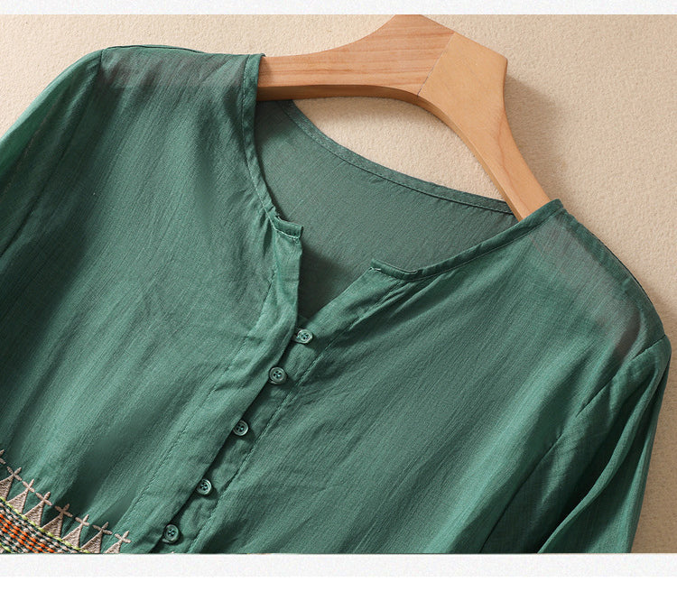 Niesha™ | Cotton and Linen Embroidered Dress