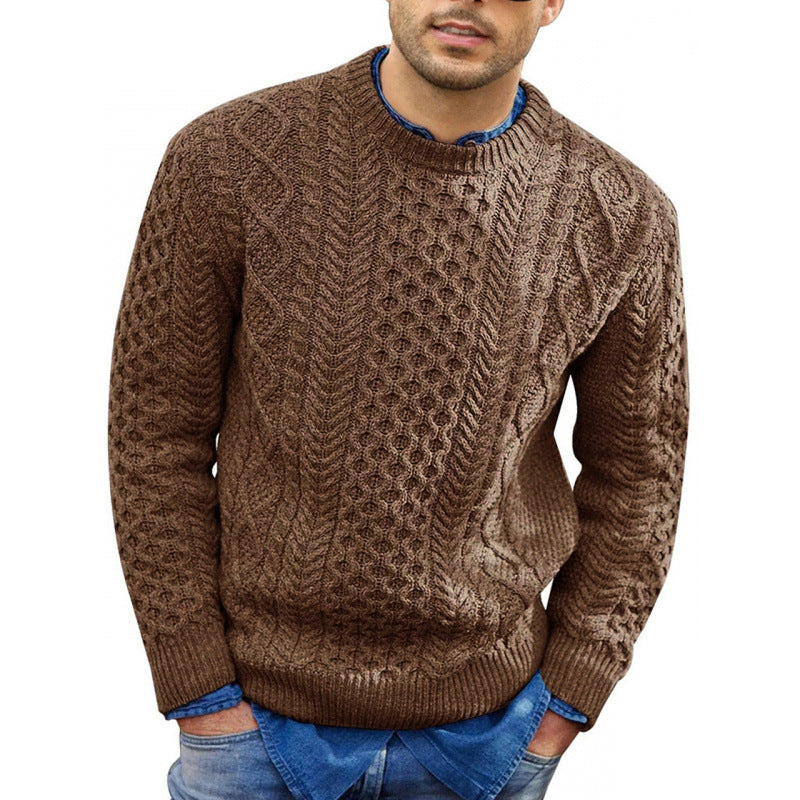 Men’s Pullover Sweater – Slim Fit Cable Knit – Soft Knit Ribbed Trim Casual Wear