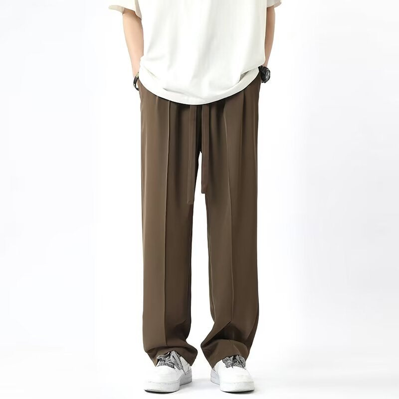 Unisex Wide-Leg Trousers – High Waist – Lightweight Draped Fit – Full Length Casual