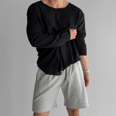 Men’s Sweater – Oversized Fit – Fine Knit Cotton Blend – Lightweight Breathable Long Sleeve