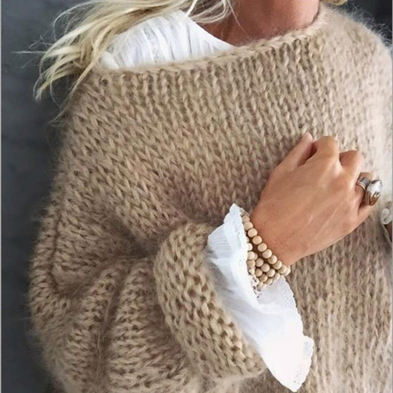 Women’s Oversized Sweater – Chunky Knit – Mohair Texture – Longline Relaxed Fit