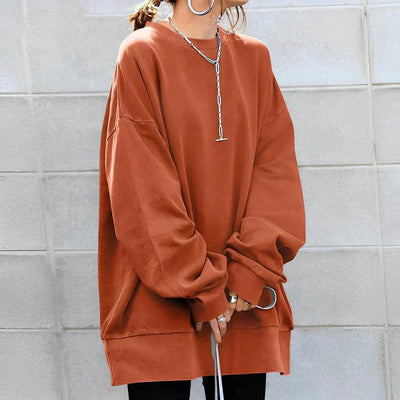 Women’s Oversized Pullover – Knit Fabric – Drop Shoulder – Ribbed Hem – Long Sleeve