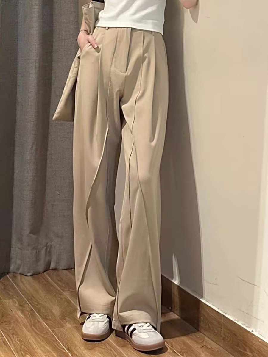 Unisex Tailored Pants – High Waist – Straight Leg – Soft Drape – Full Length