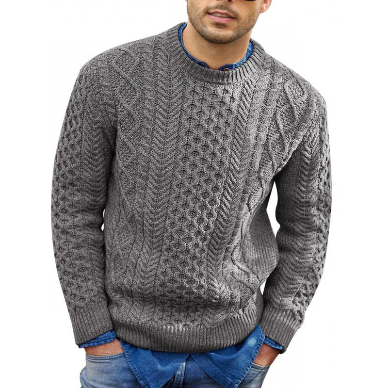 Men’s Pullover Sweater – Slim Fit Cable Knit – Soft Knit Ribbed Trim Casual Wear