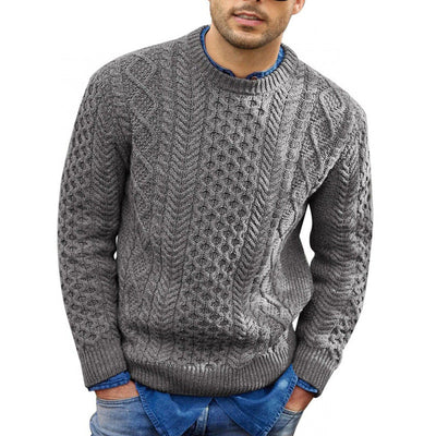 Men’s Pullover Sweater – Slim Fit Cable Knit – Soft Knit Ribbed Trim Casual Wear