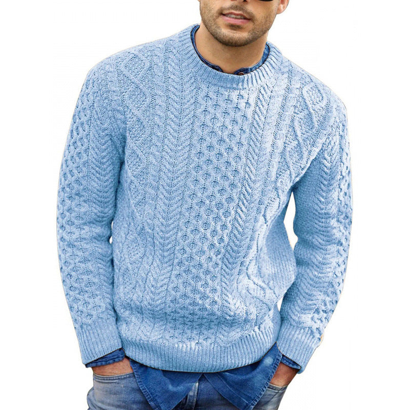 Men’s Pullover Sweater – Slim Fit Cable Knit – Soft Knit Ribbed Trim Casual Wear