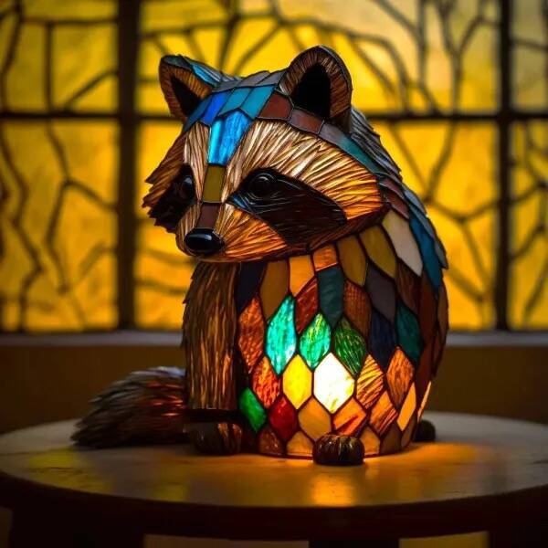 Filou | Colorful Glass Magic Lamp in the Shape of a Raccoon