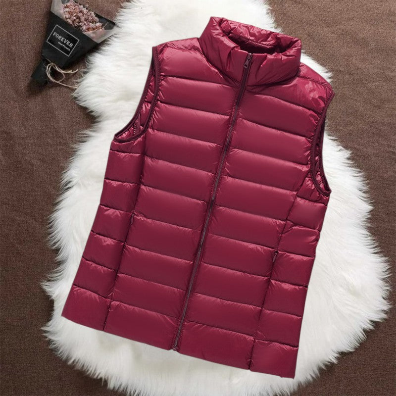 THE ELARA PUFFER VEST | DARKRED
