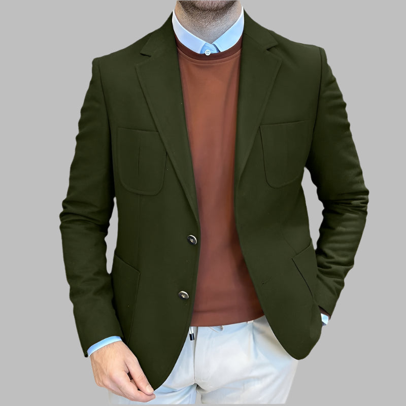 Men’s Blazer – Slim Tailored Fit – Wool Blend – Double-Breasted – Notch Lapel