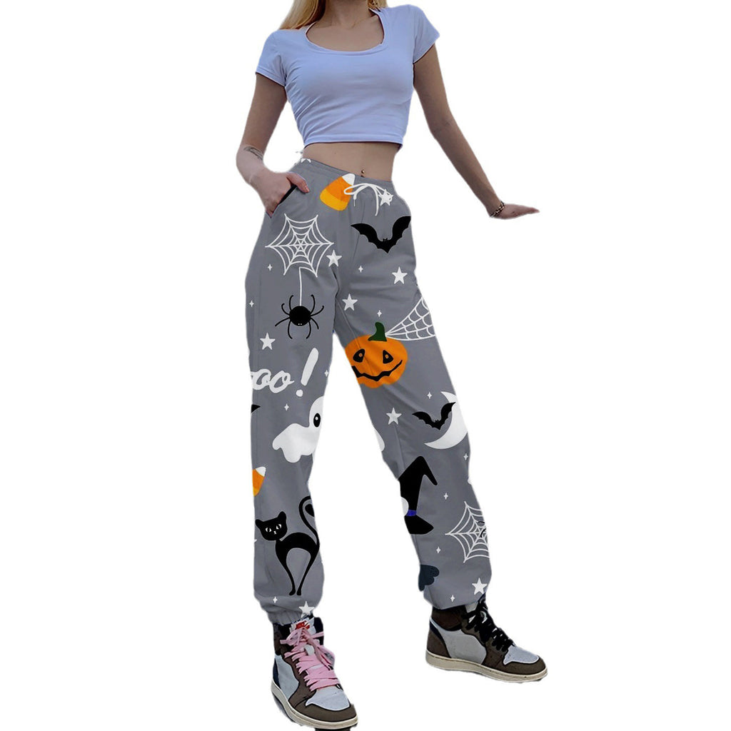 Women’s Leisure Trousers – Relaxed Fit – Cotton – Drawstring Waist – Full Length – Pockets