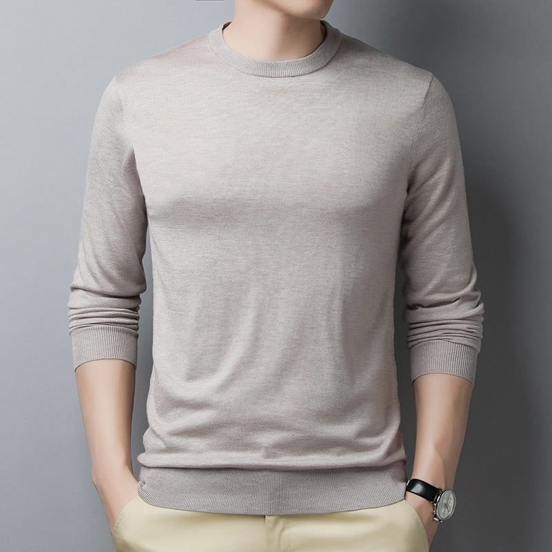 Men’s Long-Sleeve T-Shirt – Slim Fit – Silk Wool Feel – Ribbed Neck and Cuffs