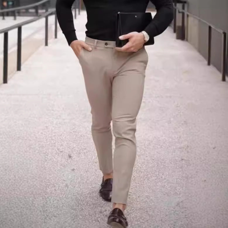 Men’s Trousers – Slim Fit – Tapered Leg – Cotton Blend Stretch – Business Casual