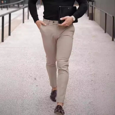 Men’s Trousers – Slim Fit – Tapered Leg – Cotton Blend Stretch – Business Casual