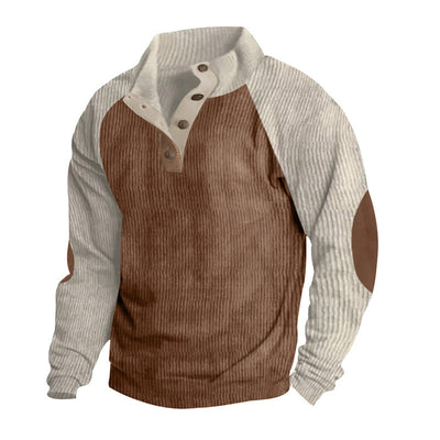 Men’s Sweatshirt – Textured Knit – Regular Fit – Button Placket – Raglan Sleeves
